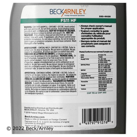Power Steering Fluid Beck Arnley 252-0028