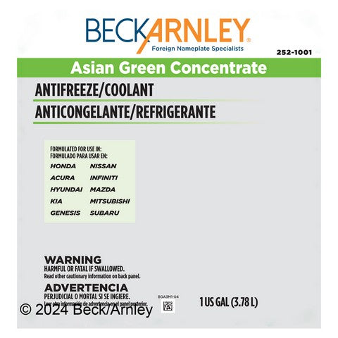 Engine Coolant / Antifreeze Beck Arnley 252-1001