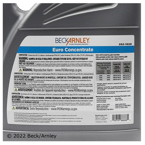 Engine Coolant / Antifreeze Beck Arnley 252-1020
