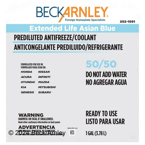 Engine Coolant / Antifreeze Beck Arnley 252-1501