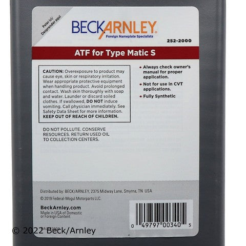Automatic Transmission Fluid Beck Arnley 252-2000