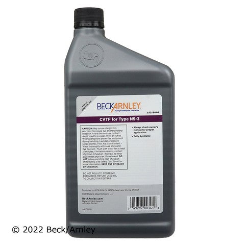 Automatic Continuously Variable Transmission (CVT) Fluid Beck Arnley 252-3001
