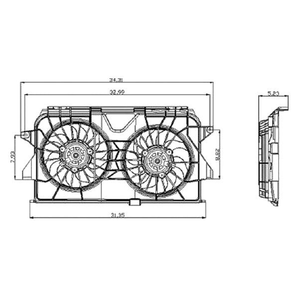Dual Radiator & Condenser Fan Assem