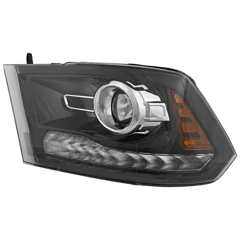 Driver Side Halogen Headlight Assembly – Projector Type – Black Bezel – Without Logo